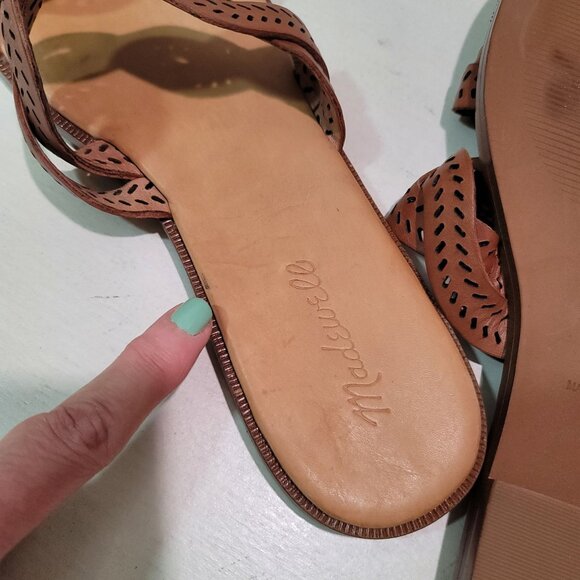 Madewell Womens Sz 9.5 The Cora Tan Leather Slide Sandal Comfort Shoe Casual - Picture 8 of 11